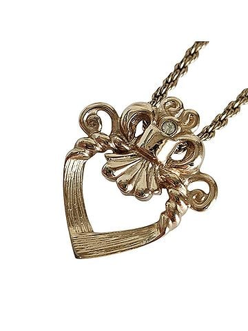 Christian Dior Christian Dior Vintage Heart Motif Chain Pendant Necklace, GP Gold Color, Women's (view 1)