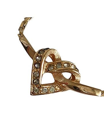 Christian Dior Christian Dior Vintage Heart Rhinestone Chain Necklace, GP Gold Color, Women's (view 1)