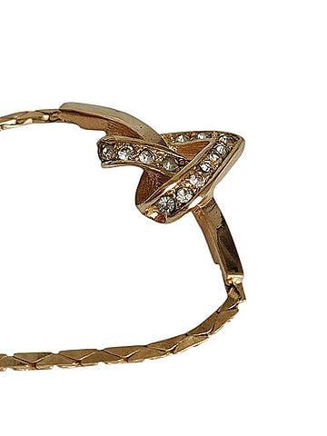 Christian Dior Christian Dior Vintage Heart Rhinestone Chain Necklace, GP Gold Color, Women's (view 2)