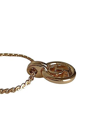 Christian Dior Christian Dior Vintage Circle Logo Chain Necklace, GP Gold Color, Women's (view 2)