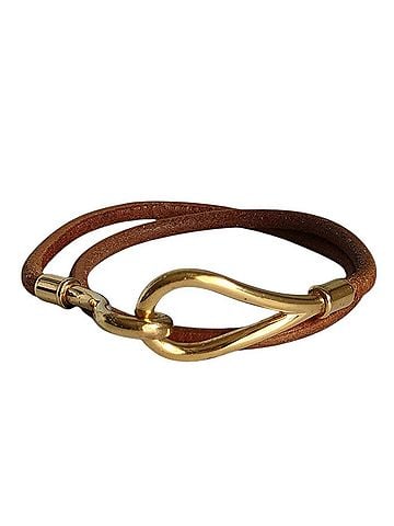 Hermès HERMES Jumbo Leather Double Strand Bracelet Choker, Brown, Women's (view 1)