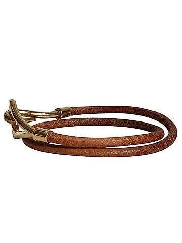 Hermès HERMES Jumbo Leather Double Strand Bracelet Choker, Brown, Women's (view 2)