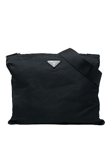Prada Prada Triangle Logo Plate Crossbody Shoulder Bag, Black Nylon, Women's PRADA (view 1)