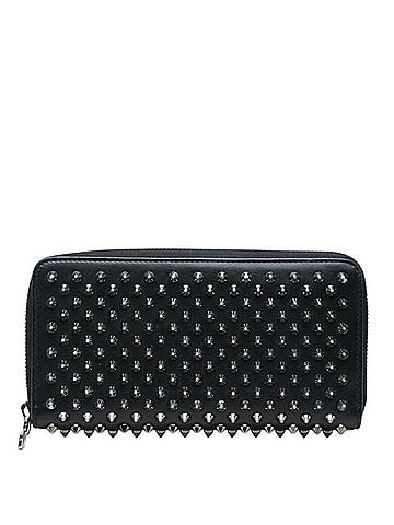 Christian Louboutin Christian Louboutin Panettone Round Zip Long Wallet, Black Leather, Women's (view 1)