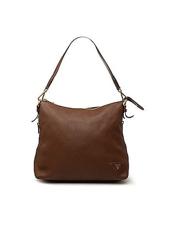 Prada Prada Triangle Logo Plate Shoulder Bag BR5012 Brown Vitello Daino Leather Women's PRADA (view 1)