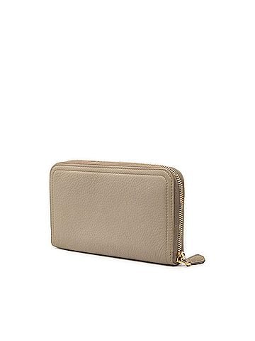 Prada Prada Logo Round Zip Long Wallet, Greige Leather, Women's PRADA (view 2)