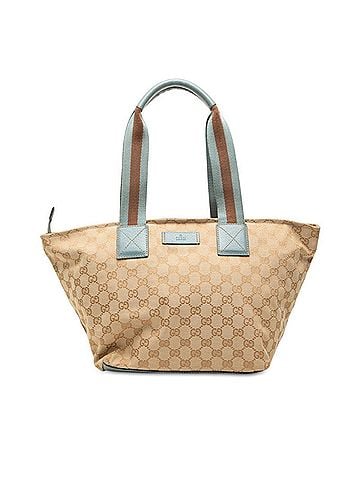 Gucci Gucci GG Canvas Tote Bag Shoulder 131230 Beige Blue Leather Women's GUCCI (view 1)