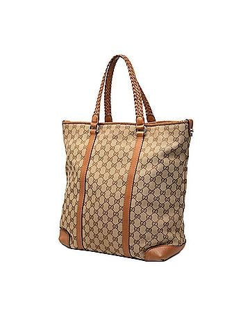 Gucci Gucci GG Canvas Tote Bag 257031 Beige Brown Leather Women's GUCCI (view 2)
