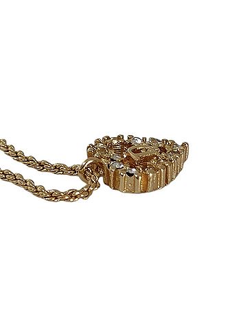 Christian Dior Christian Dior Vintage Heart Logo Rhinestone Chain Necklace, GP Gold Color, Women's (view 2)
