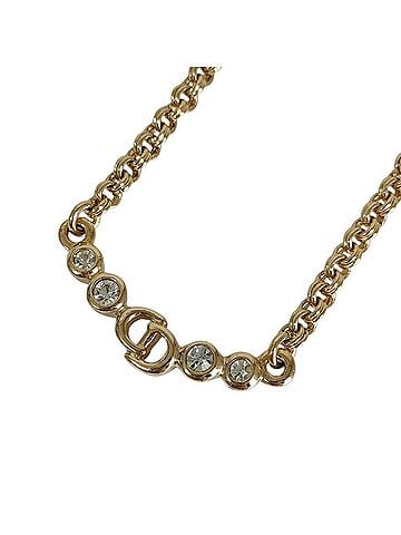 Christian Dior Christian Dior Vintage Logo Rhinestone Chain Necklace, Gold Color, Women's (view 1)