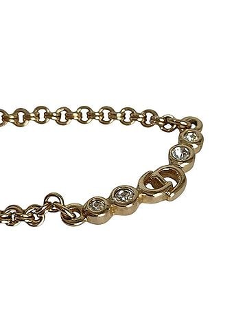 Christian Dior Christian Dior Vintage Logo Rhinestone Chain Necklace, Gold Color, Women's (view 2)