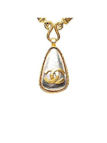 Chanel Chanel Coco Mark Teardrop-Shaped Vintage Chain Necklace Pendant 97A Gold Plated Women's CHANEL (view 1)
