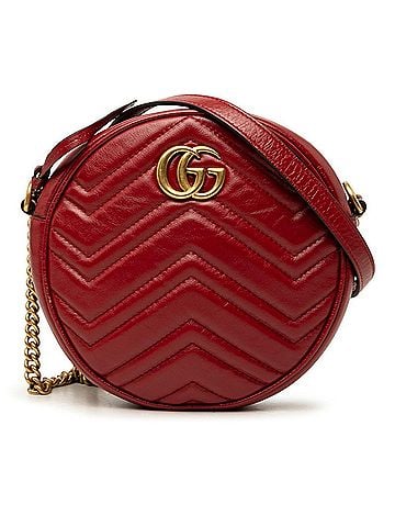 Gucci Gucci GG Marmont Chain Shoulder Bag 550154 Red Leather Women's GUCCI (view 1)
