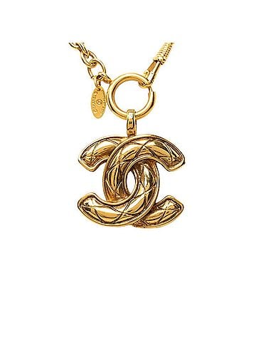 Chanel Chanel Matelassé Coco Mark Chain Necklace, Gold Plated, Women's. (view 1)