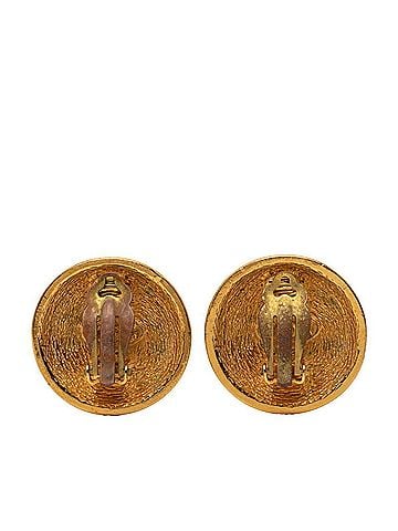 Chanel Chanel Vintage Matelassé Coco Mark Earrings, Gold Plated, Women's CHANEL (view 2)