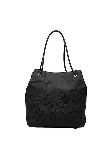 Gucci Gucci GG Nylon Tote Bag Shoulder 152279 Black Leather Women's GUCCI (view 1)