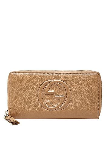 Gucci Gucci Interlocking G Soho Round Zip Long Wallet with Tassel 598187 Beige Leather Women's GUCCI (view 1)