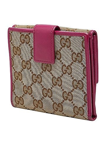 Gucci Gucci GG Canvas Metal Plate Bi-fold Wallet 257015 Beige Pink Leather Women's GUCCI (view 2)