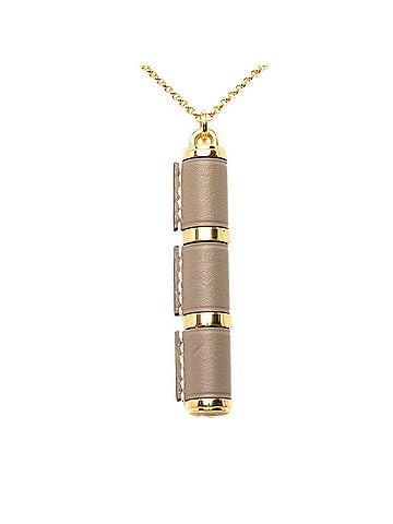 Hermès Hermes Charnière GM Necklace, Gold, Etoupe/Greige Plated Leather, Women's HERMES (view 1)