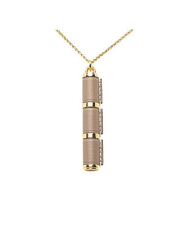 Hermès Hermes Charnière GM Necklace, Gold, Etoupe/Greige Plated Leather, Women's HERMES (view 2)