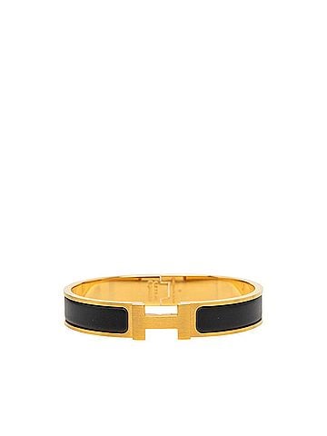 Hermès Hermes Click HH Bangle Bracelet, Gold and Black Plated, Men's. (view 1)