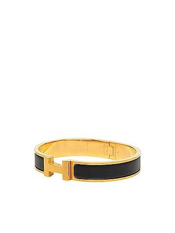 Hermès Hermes Click HH Bangle Bracelet, Gold and Black Plated, Men's. (view 2)