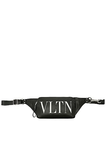 Valentino Valentino VLTN logo body bag, shoulder waist black leather, women's. (view 1)
