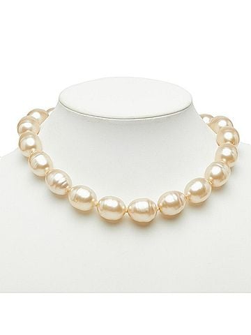 Chanel Chanel Toggle Closure Matelassé Pattern Vintage Necklace Oval 93A White Gold Faux Pearl Plated Women's CHANEL (view 1)
