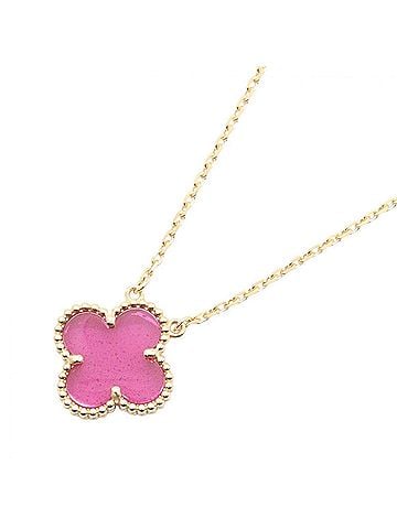 Van Cleef & Arpels Van Cleef &amp; Arpels Vintage Alhambra Necklace, 18K (Yellow Gold) Enamel Women's, Gold/Pink Tone, VCARPQZI00 (view 1)