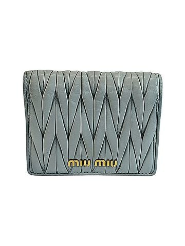 Miu Miu Miu Miu Miu Matelassé Quilted Folding Wallet Compact 5MV204 N88 Blue Light Leather Women's MIUMIU (view 1)