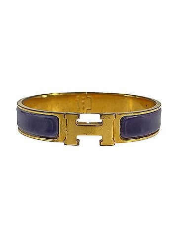 Hermès Hermes Anemone Click H Bangle Bracelet, Purple Enamel Metal, Women's HERMES (view 1)