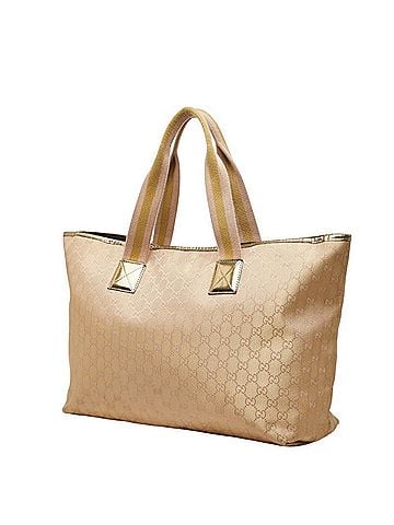 Gucci Gucci GG Canvas Tote Bag 267474 Beige Gold Leather Women's GUCCI (view 2)