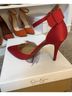 Jessica Simpson Red Satin Strap Up Bow Ankle Pumps Heels - photo 4
