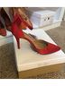 Jessica Simpson Red Satin Strap Up Bow Ankle Pumps Heels - photo 9