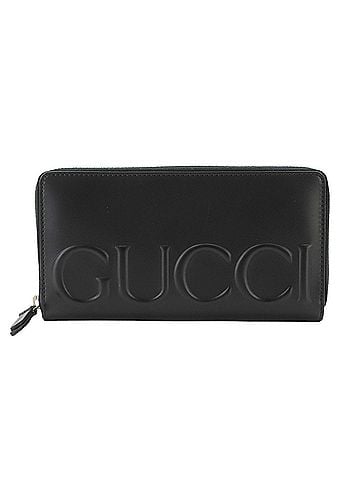 Gucci Gucci Big Round Long Wallet, Leather, Black, 421848, Silver Hardware, Logo Wallet (view 1)