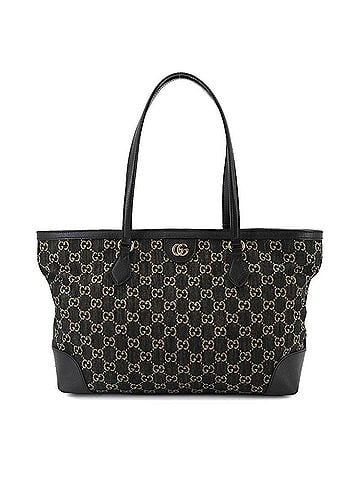Gucci Gucci Ophidia Medium Tote Bag, GG Jacquard Denim Leather, Black, 631685 (view 1)