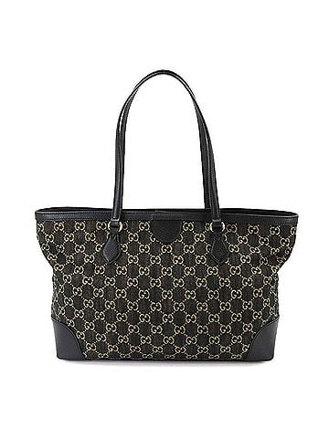 Gucci Gucci Ophidia Medium Tote Bag, GG Jacquard Denim Leather, Black, 631685 (view 2)