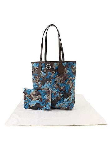 Gucci Gucci GG Supreme Tote Handbag, Leather, Beige/Blue Camouflage, 858016, Silver Hardware. (view 2)