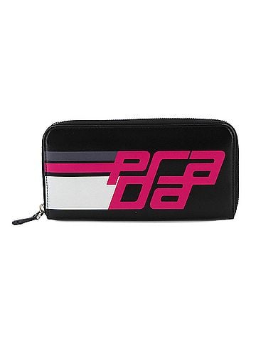 Prada Prada City Sport Round Long Wallet, Leather, Nero Fuchsia, 1ML506, Silver Hardware (view 2)