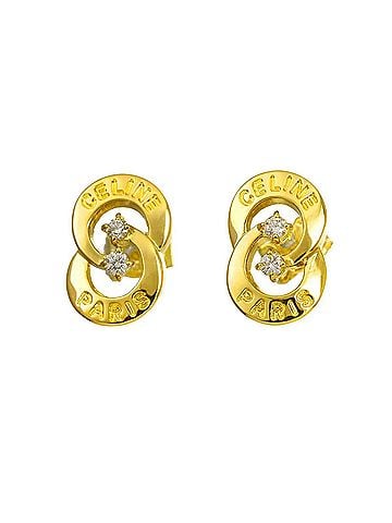 Céline Celine CELINE Circle Earrings with 0.06ct Diamonds in 18K Yellow Gold 750. (view 1)