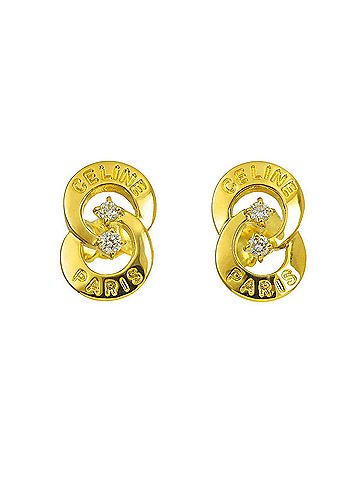 Céline Celine CELINE Circle Earrings with 0.06ct Diamonds in 18K Yellow Gold 750. (view 2)