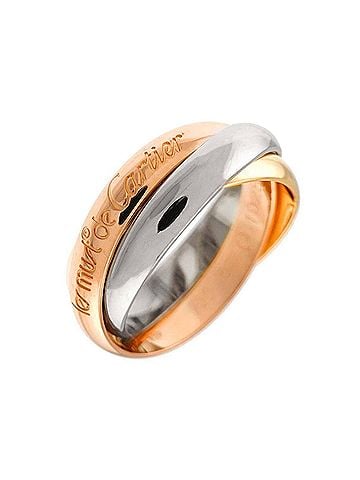Cartier Cartier Trinity Medium MM #51 Ring, 18K Yellow Gold, White Pink Triple Band, Three 3 Colors, 750 Gold. (view 1)