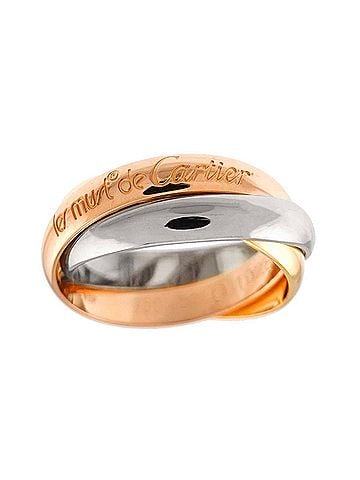 Cartier Cartier Trinity Medium MM #51 Ring, 18K Yellow Gold, White Pink Triple Band, Three 3 Colors, 750 Gold. (view 2)