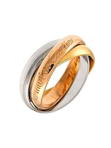 Cartier Cartier Trinity Medium MM #50 Ring, 18K Yellow Gold, White Pink Triple Band, Three 3 Colors, 750 Gold. (view 1)