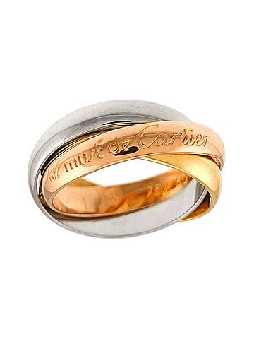 Cartier Cartier Trinity Medium MM #50 Ring, 18K Yellow Gold, White Pink Triple Band, Three 3 Colors, 750 Gold. (view 2)