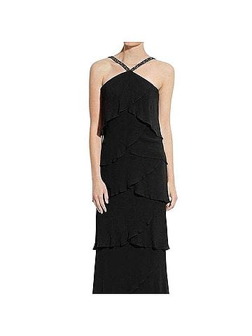 Daymor Couture Black multitiered 100% silk chiffon cocktail Cocktail Dress (view 1)