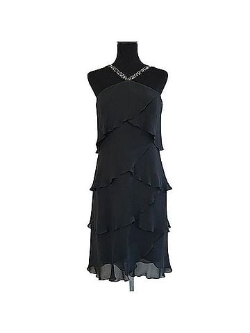 Daymor Couture Black multitiered 100% silk chiffon cocktail Cocktail Dress (view 2)