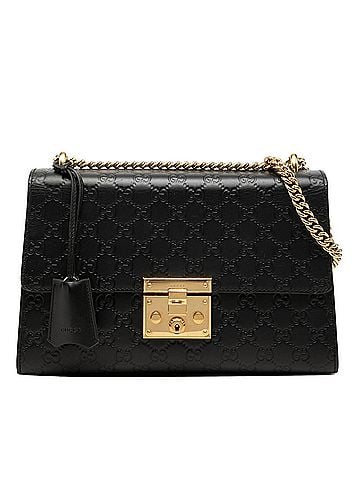 Gucci Gucci Guccissima Padlock Chain Shoulder Bag 409486 Black Leather Women's GUCCI (view 1)