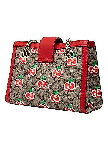 Gucci Gucci GG Supreme Padlock Apple Motif Shoulder Bag Handbag Chain 498156 Beige Red Leather Women's GUCCI (view 2)