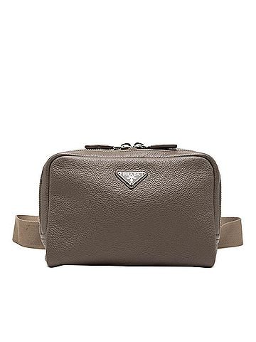 Prada Prada Triangle Logo Plate Body Bag Shoulder Beige Leather Women's PRADA (view 1)